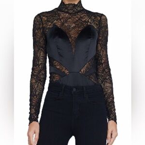 L Agence Black Lace Women Top -new with tags